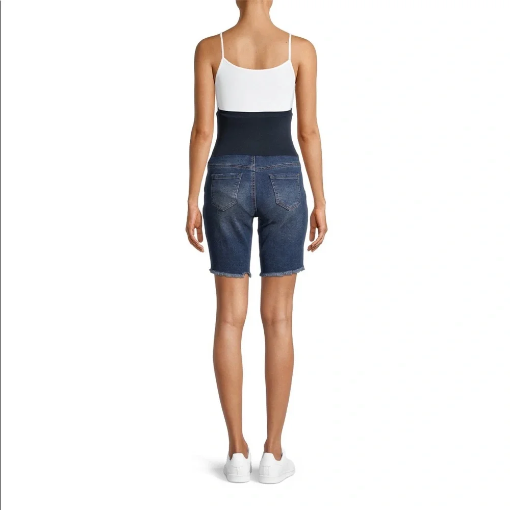 Maternity Denim Bermuda Shorts with Full Panel - Picture 5 of 6